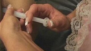 Young transsexual rides huge strapon porn video